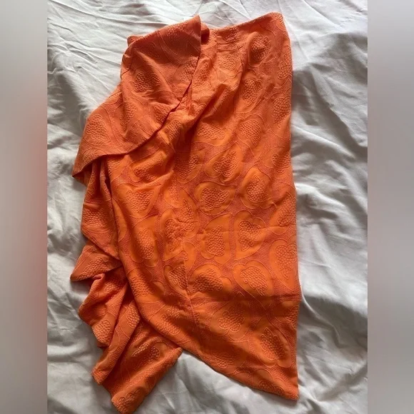 Anthropologie Maeve Slim Ruffle Wrap Skirt in Orange - Size 10 NWT - Picture 6 of 10